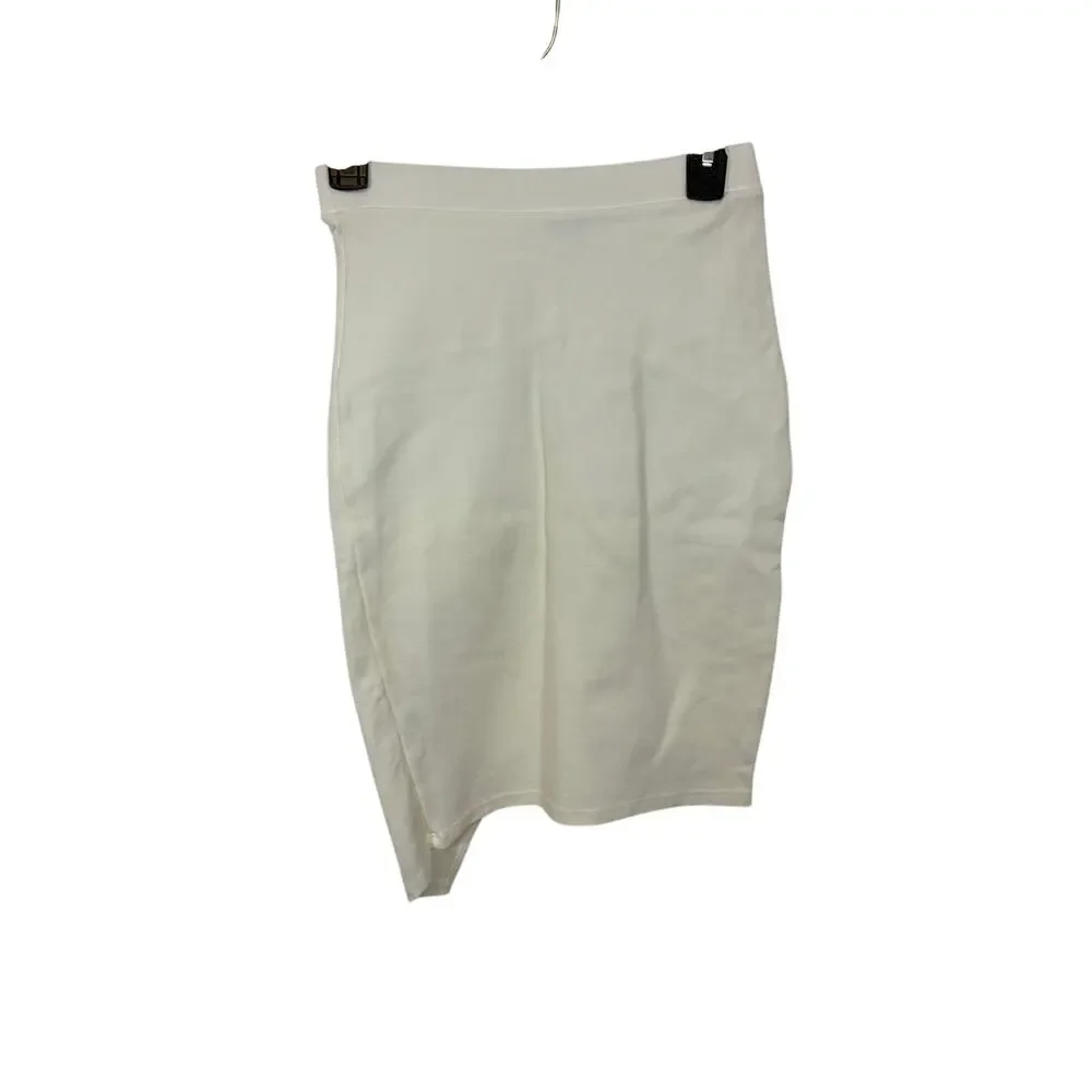 Iris White Ruched Bodycon Skirt Minimalist Chic Medium Preppy Minimalist Office